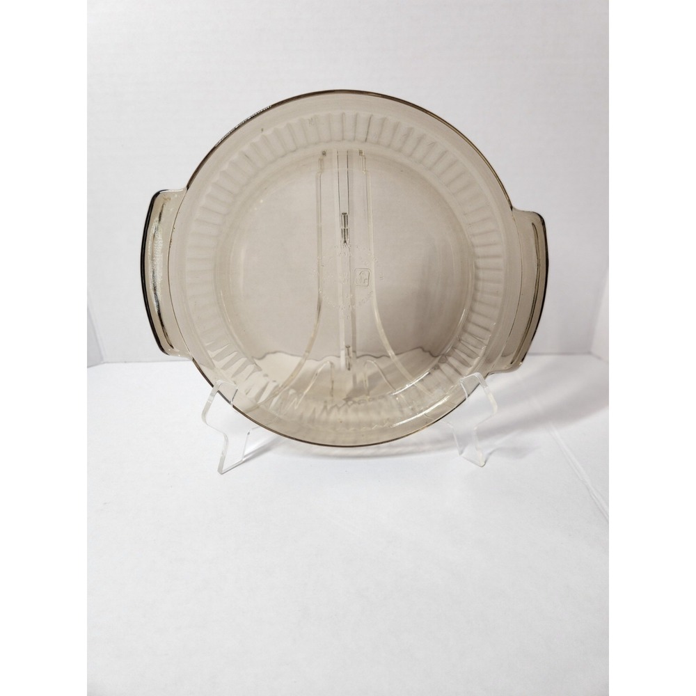 Anchor Hocking 9 inch Pie Plate Dish #1460 Amber Brown Glass Ribbed USA‎ Made